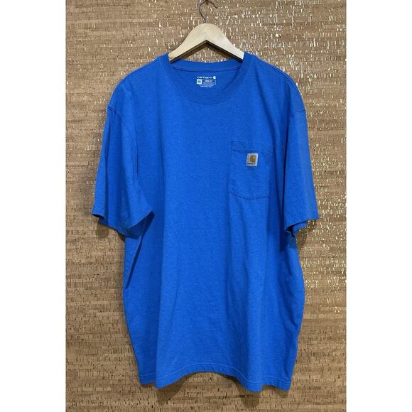 Carhartt Shirt Mens 2XL Short Sleeve Pocket Casual Crew Neck Force Blue - Picture 1 of 8